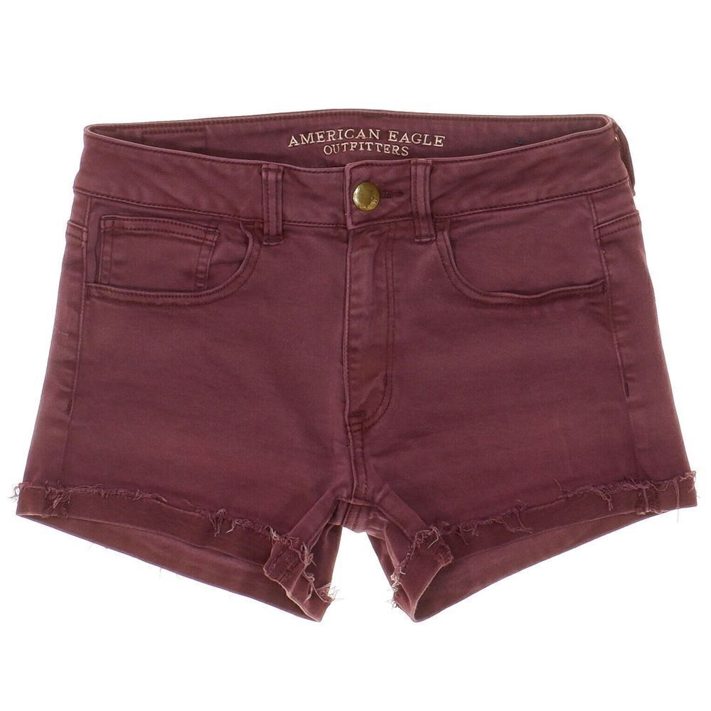 American Eagle Hi Rise Shortie Shorts Size 6 Womens W28 Purple Super Stretch